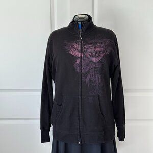 Harley-Davidson Full Zipper Sweatshirt, Pink Graphic Skulls & HD Logo, size 1X